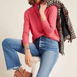 Eri + Ali Hacci Anthropologie Rib Tunic Pink Sweater XL NEW RARE HTF GORGEOUS